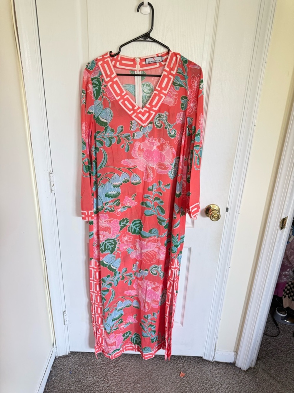 CK Bradley Peppin Caftan Coral Floral Maxi Dress - Picture 2 of 9